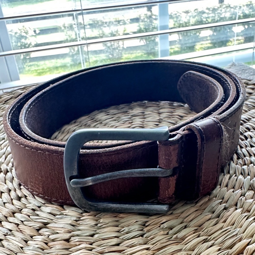 Frye DC947C Brown Genuine Leather Belt Size 38 Distressed 1.5" Made in India